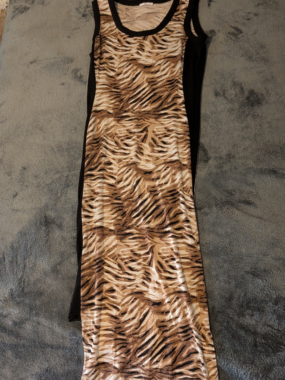 Madewell Sleeveless Tiger-Print Bodycon Dress in Brown and Black